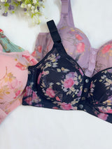 Vibrant Floral Print Front Open Bra