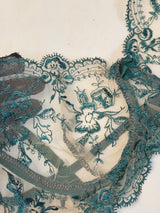 Green Embroidered Net Bra Set