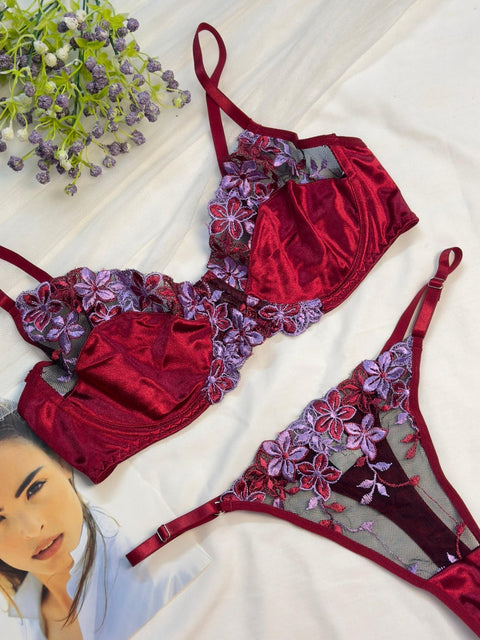 Silk Net Bra Set