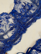 Royal Blue Embroidered Bra Set