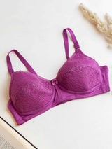 Floral Pattern Thin Pad Bra Non Wired