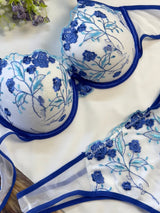 Embroidered Single Padded Wired Bra Set