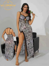 White Black Tiger Print Long Dress