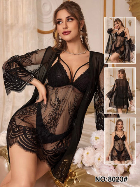 Black Angel Net Two Piece Nighty