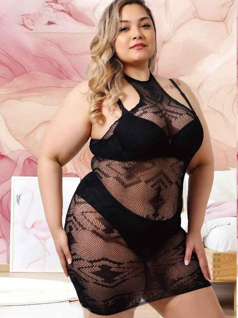 Plus Size Half Net Body Stocking
