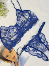 Royal Blue Embroidered Bra Set